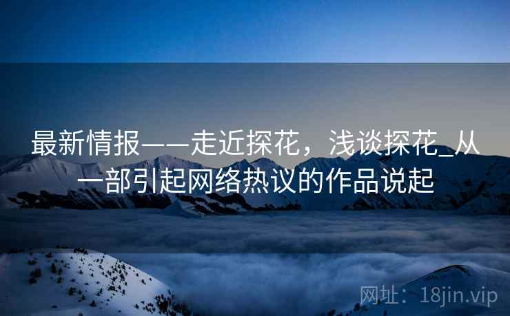 最新情报——走近探花，浅谈探花_从一部引起网络热议的作品说起  第2张
